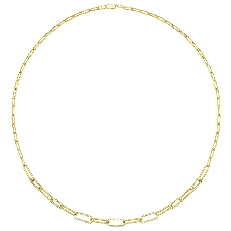 Paperclip Chain Necklace with Diamonds