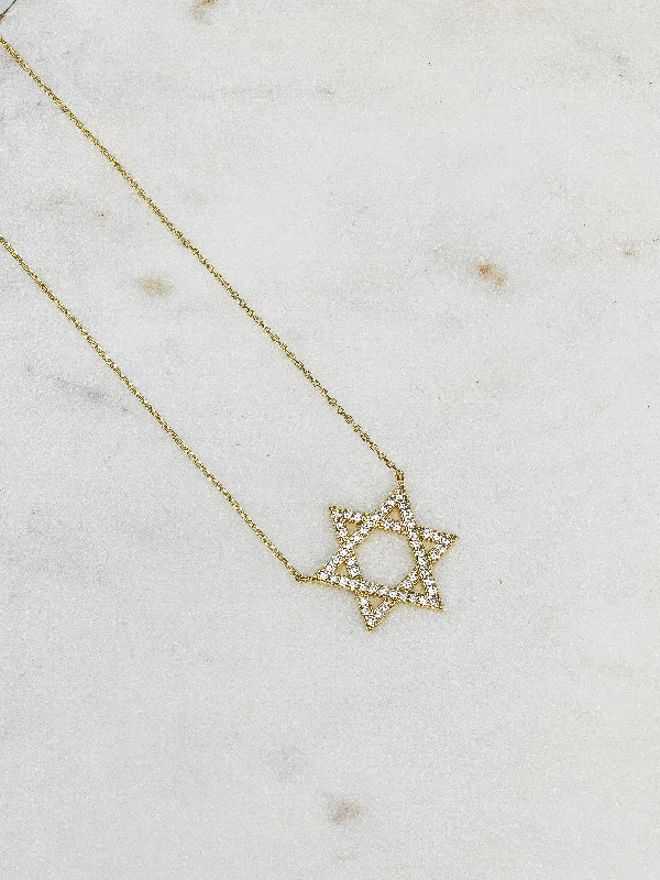 Star of David Cubic Zirconia Pendant Necklaces