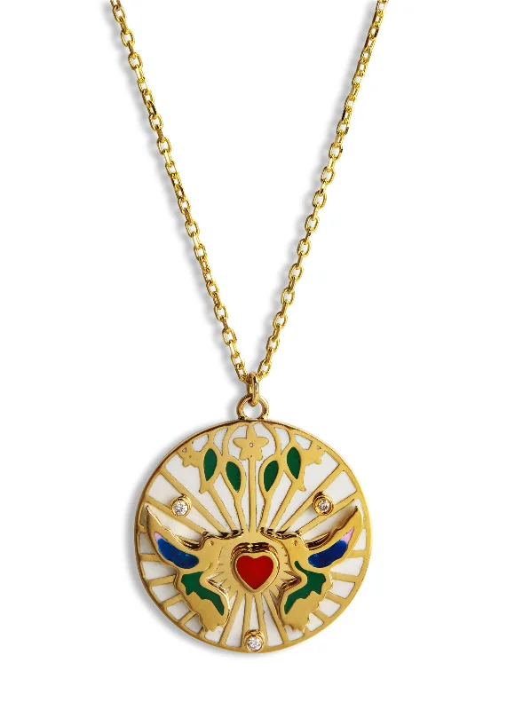 The Love Birds Yellow Gold Pendant Necklace