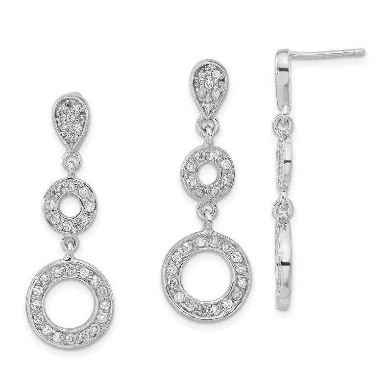 Curata 925 Sterling Silver Polished Post Earrings CZ Cubic Zirconia Simulated Diamond Circle Pendant Necklace and Earring Set