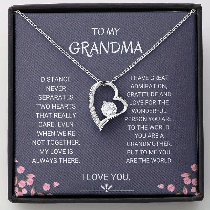 Grandmother Gifts, Gift for Grandmother, Message Card Jewelry Cubic Zirconia Decor Heart Shape Pendant Necklace