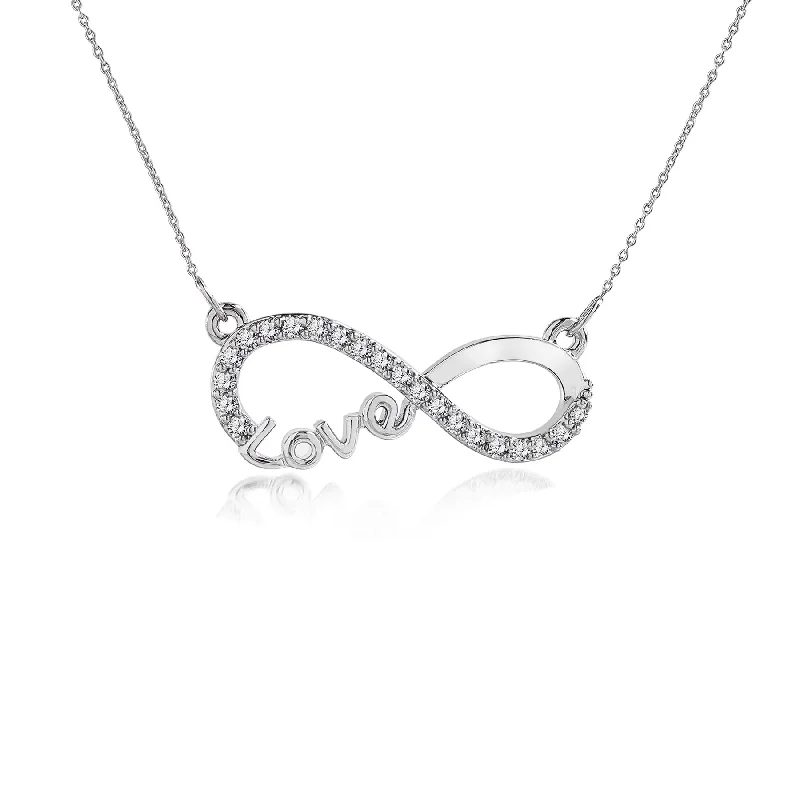 Infinity Love Pendant Necklace - Meaningful Jewelry for Her - Anniversary Gift in 18K White Gold Plated