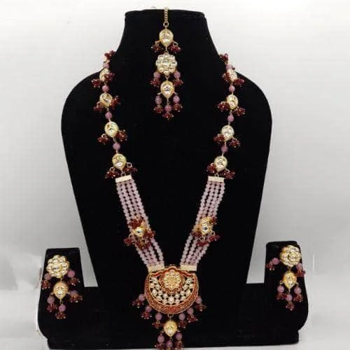 Long Meena Pendant Necklace And Earring Set