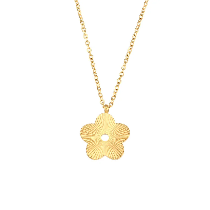 Striped Geometric Pendant Necklace-Flower