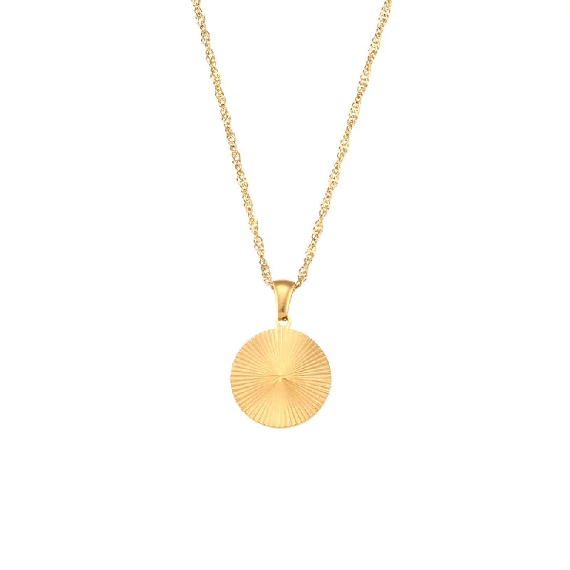 Striped Geometric Pendant Necklace-Round