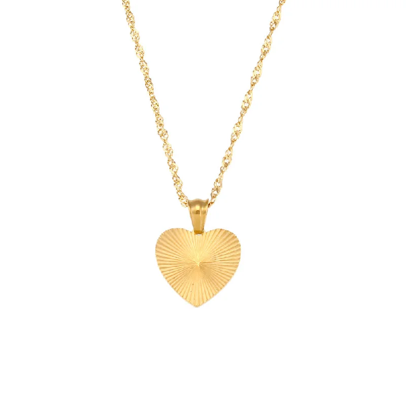 Striped Geometric Pendant Necklace-Love Heart