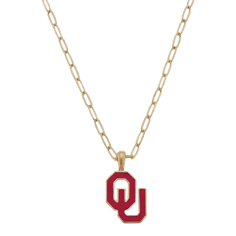 Sooners Enamel Pendant Necklace