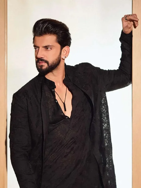 Zaheer Iqbal In Black Pendant Necklace